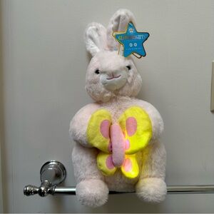 NWT FAO Schwarz Plush light Pink musical light-up Bunny with Butterfly